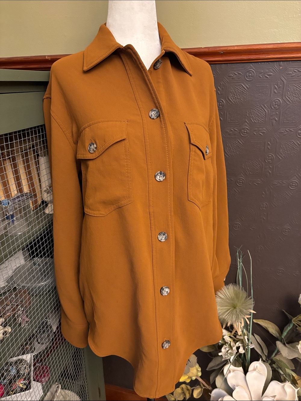 Aritzia Wilfred “The Ganna” shirt jacket, XXS Crepette Camel oversized Shacket - Picture 3 of 16